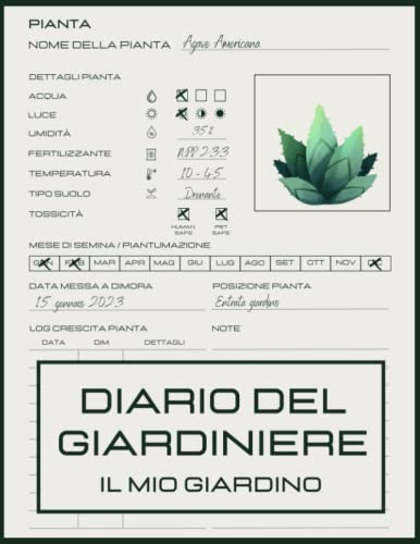 DIARIO DEL GIARDINIERE: Il mio Giardino: quaderno organizzato da compilare per il giardinaggio e manutenzione di piante da giardino o appartamento e balcone