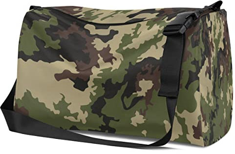 Leder Sport Turnbeutel Militär Camouflage Muster Weekender Tasche für Damen und Herren Handgepäck Dschungel Reise Seesack, Farbig., S