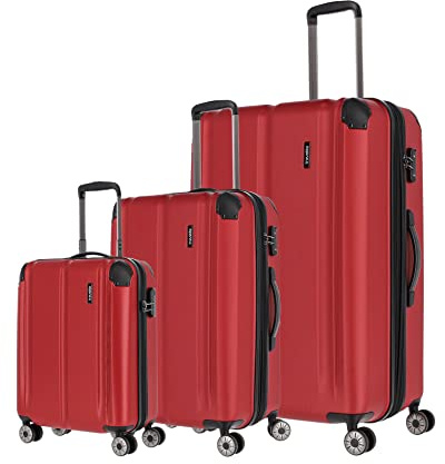 Travelite Kofferset 3 teilig Hartschale L/M/S, 4 Rollen, City, Größe S Handgepäck, Reisekoffer Trolleys mit kratzfester Oberfläche, TSA Schloss + Dehnfalte (außer Größe S)