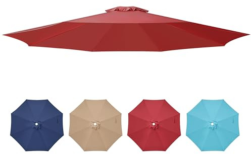 YSSOA Parasol de rechange pour patio de 9 pieds, 8 tiges, auvent de 9 pieds, auvent rouge