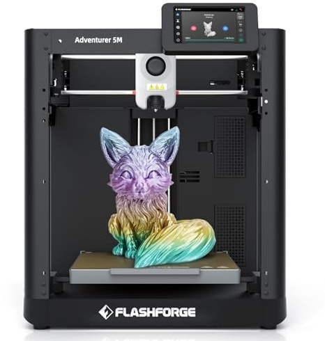 FLASHFORGE Adventurer 5M 3D Printer,600mm/s Max High-Speed FDM 3D Printers with Fully Auto Leveling, 280°C Direct Extruder with Quick Detachable Nozzle, Effective Cooling, Core XY Structure