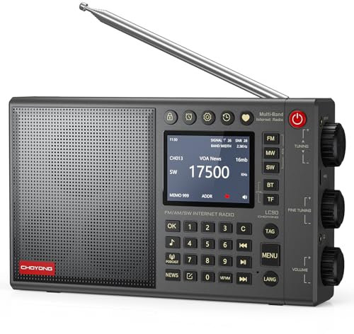 CHOYONG LC90 - Radio de Internet Wi-Fi/4G, Radio portátil FM/LW/MW/SW con batería Recargable de 5000 mAh, Estaciones de Radio 40K, Altavoz BT, Reloj Despertador, Altavoces estéreo de 15 W, Compatible