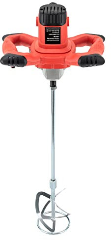 Elektrischer tragbarer Betonmischer, Rührwerk 1500W Farb-Mörtelrührer 220V, 6 einstellbare Geschwindigkeiten 330-930RPM, 2 Meter langer Draht, S-förmiger Doppeldeckerpropeller