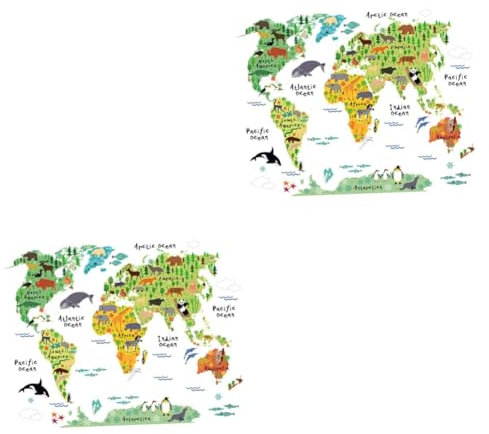 TOYANDONA 2St tierische Aufkleber Weltkarte und Tieraufkleber Wandaufkleber Wandtattoos Aufkleber Wandtattoo Weltkarte der Tiere der Tierwelt entfernbar Wandgemälde