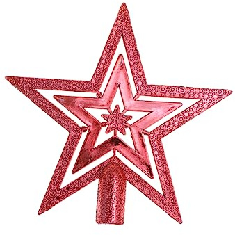 Zerodeko Elegante Puntale Per Albero Di Natale Da 10 Cm A Forma Di Stella Rossa Per Decorazioni in Miniatura Per Lalbero Di Natale Buon