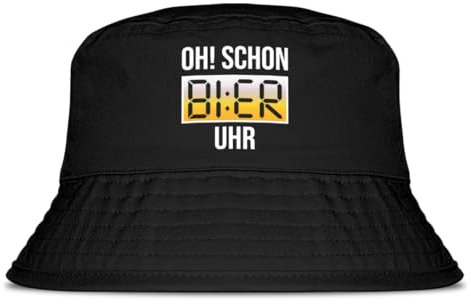 Prozente Momente Oh Schon Bier Uhr Fischerhut | Anglerhut | Sonnenhut | Sommer | Party | Lustige Sprüche | OneSize | Malle | Urlaub | Schwarz