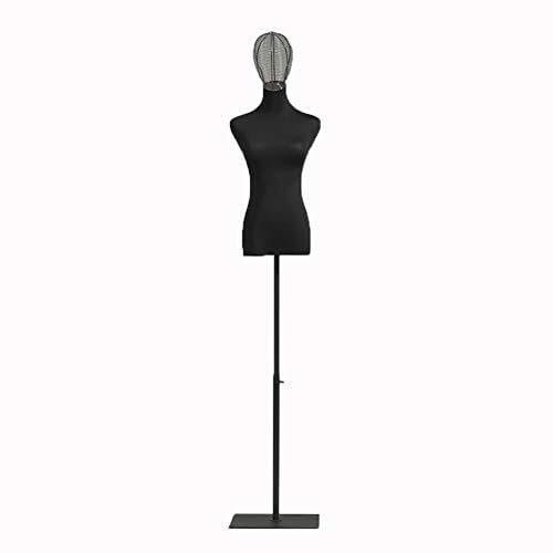 Schneiderpuppe für Damen, Torso mit Arm, höhenverstellbar, Ständer für Schaufenster, Hochzeitskleid, Kleidung, Präsentation, schwarz, halblanges Brustmodell (Medium mit Arm, Kopfform)