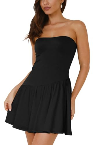 Hanaoops Vestito Sexy Donna Elegante Senza Maniche Mini Abito Corto Estivo Bodycon Abiti Casual Discoteca Dress Sera Cocktail Party Clubwear