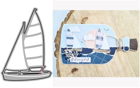 Sredwtk Segelboot Stanzschablonen Metall Prägeschablonen Stanzformen Schneiden für DIY Karte Sammelalbum Scrapbooking Fotoalbum Deko Cutting Dies