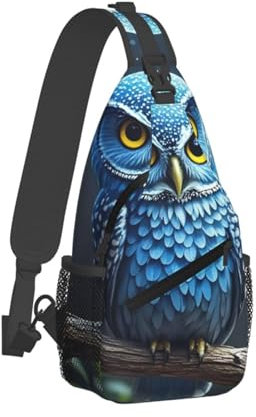QVUEagriSJ Schultertasche für Herren und Damen, Crossbody-Rucksack, helle Rose, Umhängetasche, Brusttasche für Reisen, Sport, blaue eule, Einheitsgröße, Sling-Rucksäcke