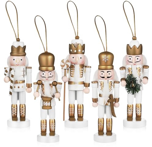 FOMIYES 5 Pcs Little Puppet Nutcracker Decor Nutcracker Puppet Ornament Soldier Nutcracker Xmas Tree Hanging Pendant Nutcracker Soldier Xmas Decorations Wooden Nutcracker Figures