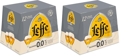 Leffe Blonde 0% Bière sans alcool Pack 12 Bouteilles 25 cl (Lot de 2)