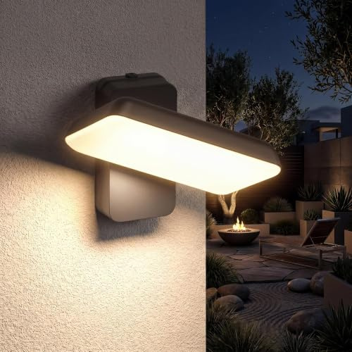 AOLED 20cm LED Wandleuchte Außen 18W, 350° Schwenkbar Villa Wandleuchte Anthrazit IP65 Wasserdicht, 3000K Außenlampe für Außenbeleuchtung Hauswand & Terrassenlampen
