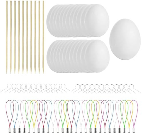 25 Stück Ostereier zum Bemalen, Ostereier zum AufhäNgen, Styroporeier, Eier zum Bemalen, Plastikeier Weiß, Osterei Plastik, Ostern Deko, Osterdekoration, Ostern Basteln Kinder