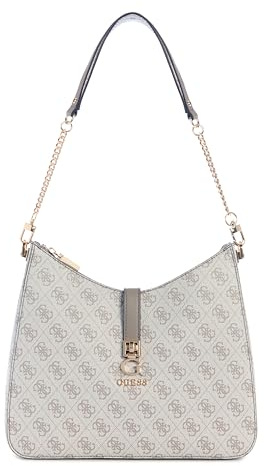 GUESS Zamira Hobo Shoulder, Borsa a Tracolla Donna, Logo Taupe Scuro, Taglia Unica