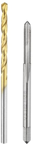 sourcing map Set di punte per trapano e rubinetto, 1 pz M3 x 0,5 filettature metriche dritte filettate e 1 punta elicoidale da 2,5 mm, non rivestito/rivestito in titanio HSS-6542 Kit di utensili per