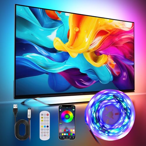 LED Strip 4m, RGB-IC LED Streifen mit mit App-Steuerung und 2.4G RF-Fernbedienung, Musik Sync, LED Lichterkette für Party, Zuhause, Schlafzimmer, Gaming, Küche Deko
