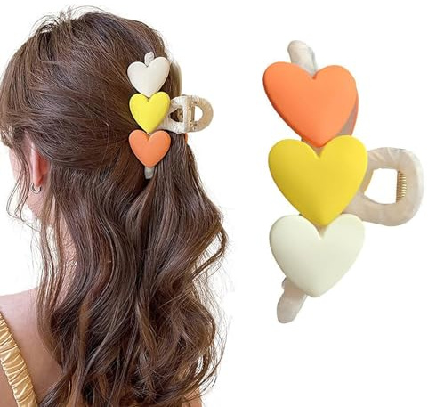 Herz Haarspangen für Damen, große Herz Haarklammern, starker Halt haar klammer, romantisches Haarstyling Zubehör, süße Klemmklammern für Damen (Color 2)