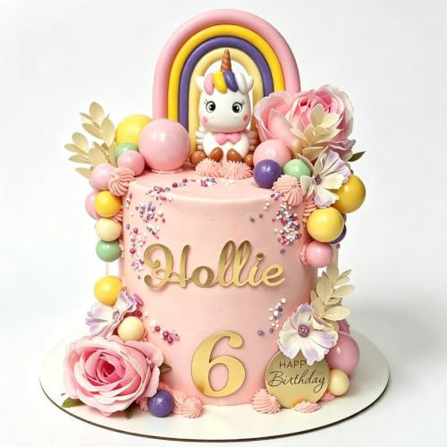 39PCS Unicorn Cake Topper Unicorn Rainbow Cake Decorations Colorful Flowers Balls Cake Decorations Happy Birthday Cake Decoration for Girls Boys Kids Birthday Themed Party Baby Shower Supplies