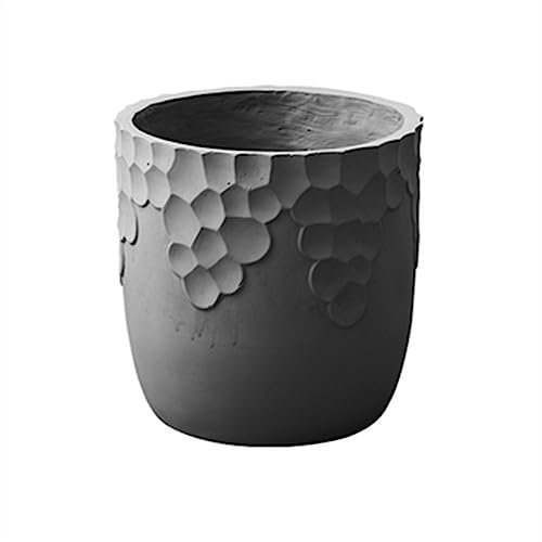 Jardinera Macetas for Plantas Patrón De Uva Color Sólido Redondo Encantadoras Macetas Decoración Simple Jardineras Grandes Hogar Maceta De Cultivo De Plantas Verdes Grandes Interior-exterior(Negro,Peq