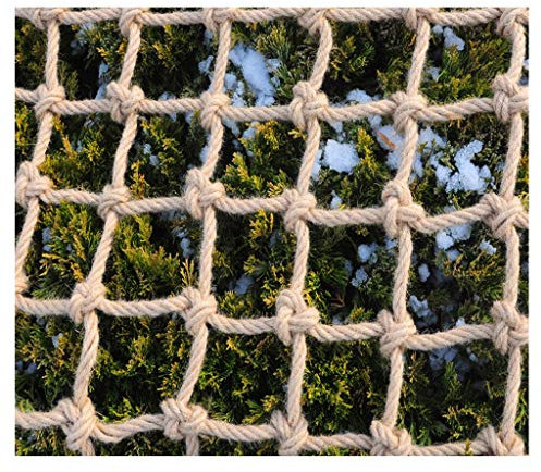 Msuiiixcccc Hemp Rope Net Fence Net Decoration Clim Woven Rope Truck Cargo Trailer Net Anti-Slip Playground Railing Safety Net Protective Net Hemp Safety Net 4mm Diameter (8mm 1x3m) (4mm 2x2m)