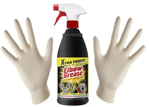 hep® Elbow Grease Heavy Duty Degreaser 1L - Xtra Tough All-Purpose Cleaner for Grease, Grime, Oil, and Stubborn Messes on Metal, Plastic, and Tools - Solvent-Free Black 1ltr with nitrile Gloves (Pair)