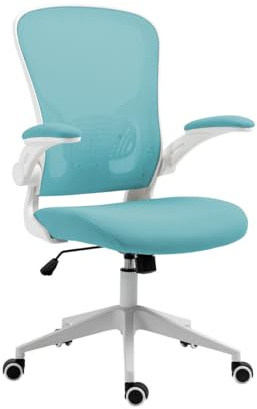 Office Products Bürostuhl Chios mit Verstellbaren Armlehnen/Ergonomischer Schreibtischstuhl mit Netzbespannung/Lordosenstütze / 360° Drehstuhl, Türkise Farbe/Office Chair