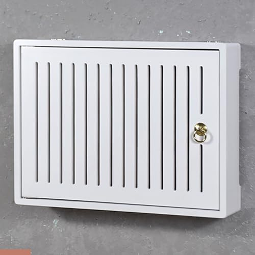 Nordivo Wandmontierte WLAN Box Versteck, WLAN Router Aufbewahrungsbox, Holzrouter Regal, Router Schrank für Büro und Zuhause(White,L42*32cm/16.5 * 12.5in)