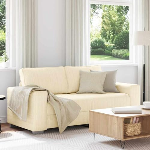 THOYTOUI Zweisitzer-Sofa Creme 140 cm Cordstoff, Schlafsofa Couch Sofagarnitur Wohnlandschaft Geeignet für Schlafzimmer Hotel Wohnzimmer Wohnheim