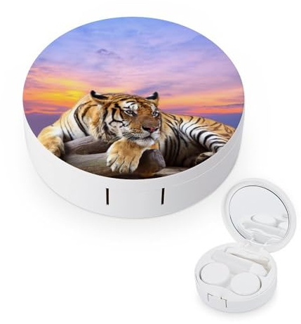 fkgvwo Contact Lens Case Thinking Tiger Contact Lens Box Travel Kit Portable for Travel & Home