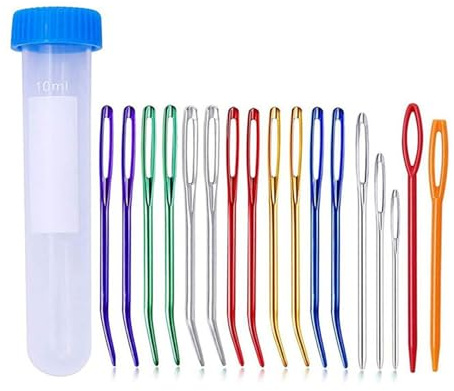 Juego de 18 agujas de coser de tubo transparente, agujas de coser de ojo grande, agujas de coser afiladas, agujas de coser a mano, para malla, mezclilla, seda, lona, algodón, etc. Kiuiom