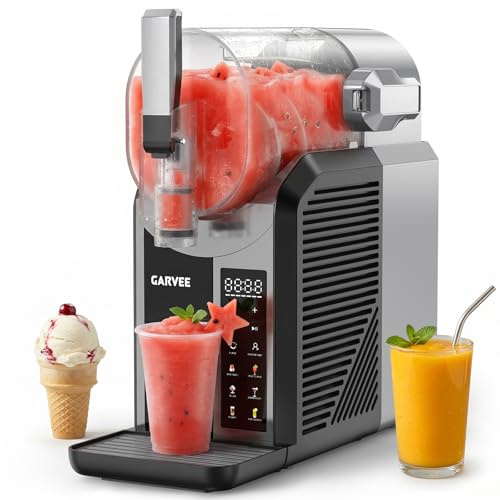 GarveeHome Slush Maschine, 7 Voreingestellte Programme Slushie Maschine, 2L Mixer für Getränke, Automatische Reinigung und Instantfreeze Technologie, Kein Eis und Kein Mixen für Frappes und Shakes