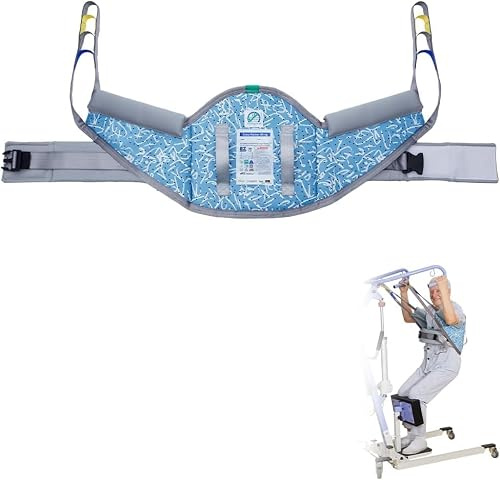 Ehucon Sit to Stand Hoist Sling for Elderly, Padded Patient Transfer Sling with Non-Slip Waist, Stand Assist Aid for Home Care, 230kg Capacity (Simple Stripes, Large)