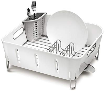 simplehuman KT1104 kompaktes Abtropfgestell, weißer Kunststoff, 5 Jahre Garantie