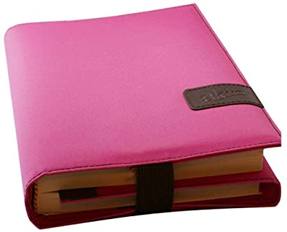 BookSKIN Buch Einband (Größenverstellbar) in Hot-Pink mit Lesezeichen: Mikrofaser Buch-Schutz-Hülle für verschiedene Buchgrößen: trendige Buchhülle aus Mikrofaser mit integriertem Lesezeichen
