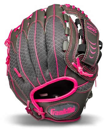 Franklin Sports Teeball Infinite Web/Shok-Sorb Combo Series Fielding Linkshänder, 26,7 cm, Graphit/Pink