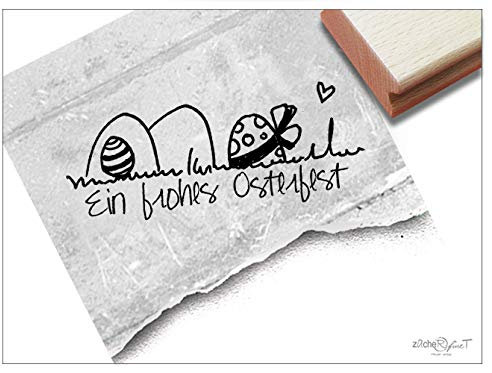 Stempel Osterstempel EIN FROHES OSTERFEST in Handschrift mit Ostereiern - Textstempel Ostern Karten Geschenkanhänger Geschenk Osterdeko- zAcheR-fineT