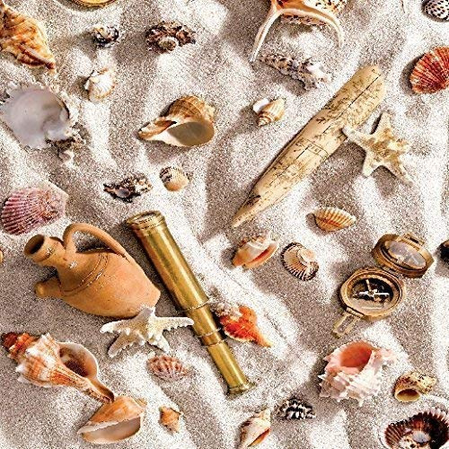 KEVKUS Wachstuch Tischdecke Meterware Strand Muscheln maritim C147090 Größe wählbar in eckig rund oval (140 x 180 cm oval)