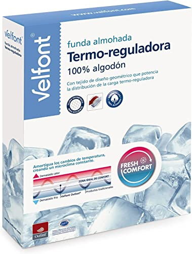 Velfont Funda Almohada Termo-reguladora 100% algodón - Temperatura Constante Durante la Noche (105cm)
