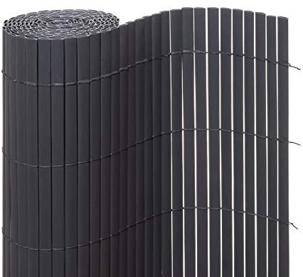 Ventanara® Sichtschutzmatte PVC Sichtschutzzaun Sichtschutz Windschutz für Garten Balkon Terrasse (160 x 500 cm, Grau)
