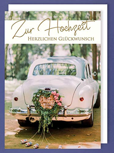 AvanCarte Riesen Karte Hochzeit Grußkarte Foliendruck Just Married Reise A4
