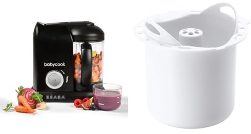 BÉABA Babycook Solo, Robot Bébé 4 en 1 Mixeur-cuiseur, Noir + Panier de Cuisson Féculents pour Babycook Solo et Duo