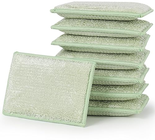 JEBBLAS Bambu naturliga kökssvampar skål svamp rengöring svamp slitstark skrubbsvamp för rengöring kök och hushåll grön (8-pack)