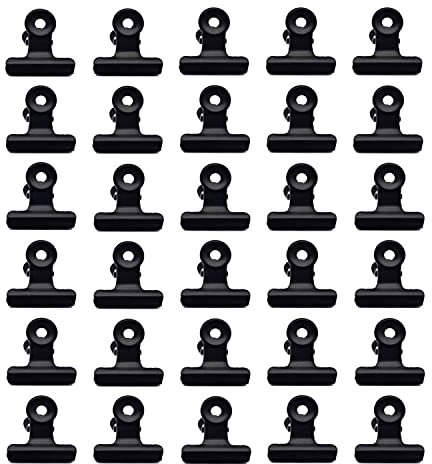 Fannuoncc 30 Stück schwarze Metall-Bulldoggen-Binderklammern für Lebensmitteltüten, Papierbilder, Basteln, Kunst, Heimbürobedarf (3,2 cm)
