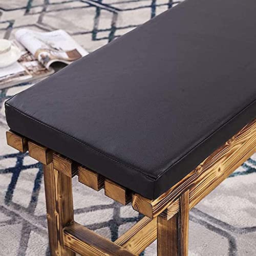Waigg Kii Leder-Outdoor-Bankkissen, 2/3-Sitzer, wasserdicht, Gartenbank-Auflagen, lange Stuhl-Sitzmatte, Terrasse/Schaukel, Esszimmer (90 x 30 x 3 cm, schwarz)