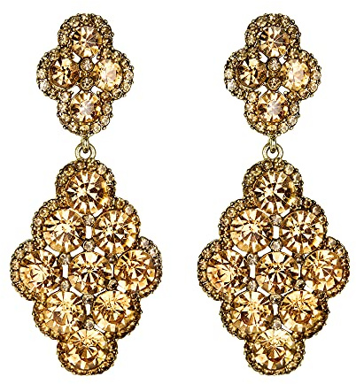 EVER FAITH Damen Ohrringe Hochzeit Braut Rhombus Strass Kristall Hohl Kronleuchter Ohrhänger