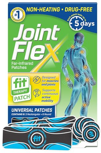 JointFlex FIT Therapy Far Infrared Universal Patch, Supports Continuous Active Mobility for Muscles & Joints, up to 5 Days/Patch, Water Resistant, Non-Heating, Drug-Free, 9-ct, 3 Rectangular/6 Round