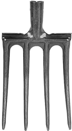 Sharplace Garden Rake Pitchfork Tool Replacement Head Steel Tool Multifunctional for Outdoor Household Lawn Loose Professional, 4 Teeth
