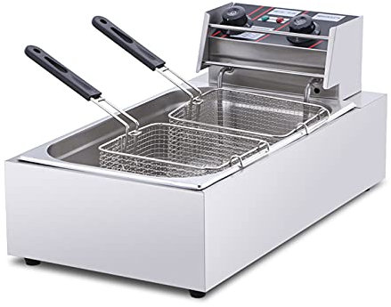 CHEMYO Friteuse électrique Commerciale avec Panier, friteuse Professionnelle de comptoir Haute capacité 20L, avec Tige de Suspension, pour Restaurants, Stands de Restauration Rapide, Snack-Bars, fê