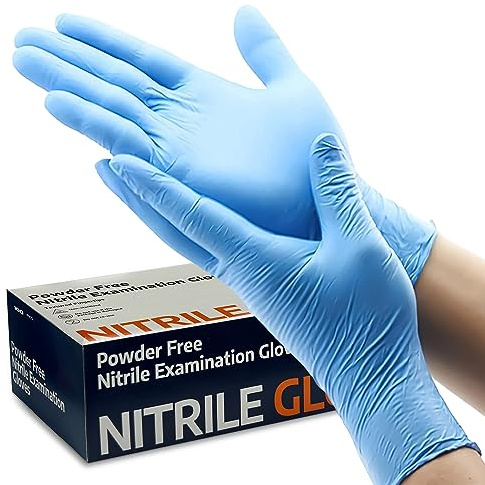 Fusion Vibes Nitrile Disposable Gloves Powder & Latex Free, Non-Sterile Exam Gloves, Surgical Blue Cleaning Service Food Safe Glove (X-Large, 100, count)